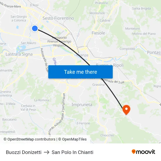 Buozzi Donizetti to San Polo In Chianti map