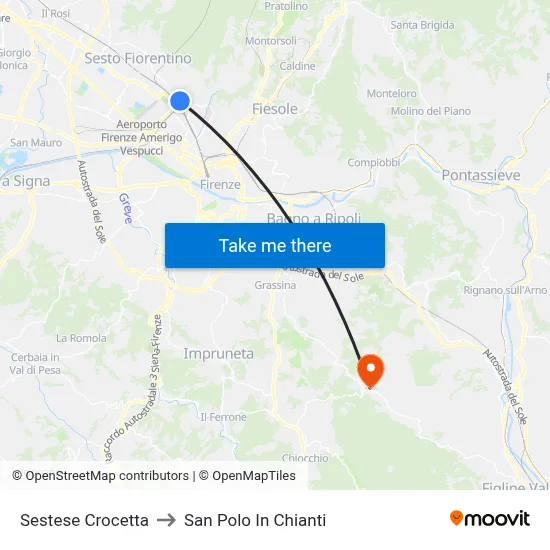 Sestese Crocetta to San Polo In Chianti map