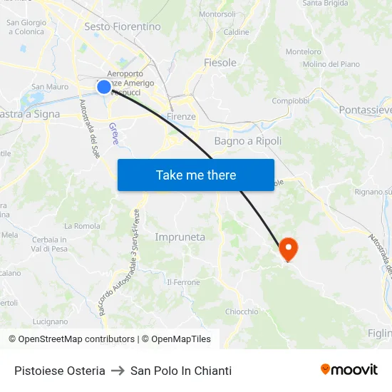 Pistoiese Tavern to San Polo In Chianti map