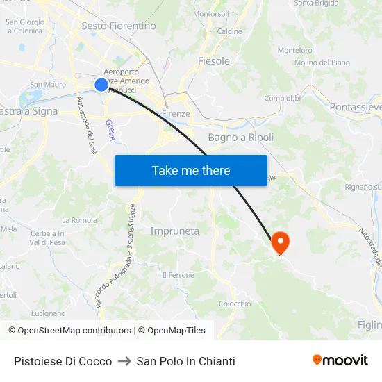 Pistoiese Di Cocco to San Polo In Chianti map
