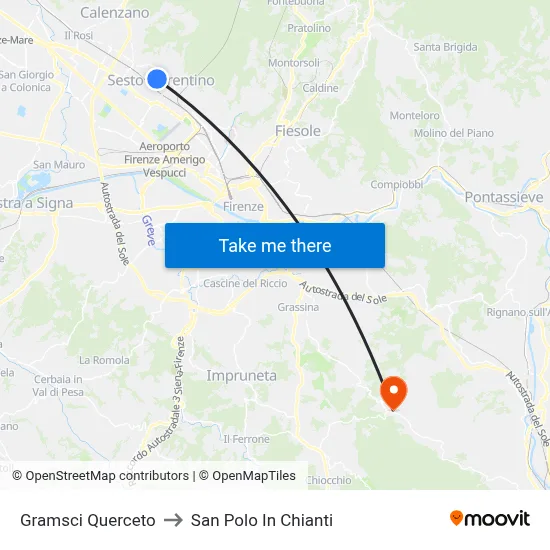Gramsci Querceto to San Polo In Chianti map
