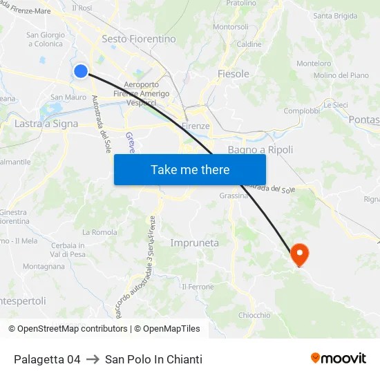 Palagetta 04 to San Polo In Chianti map