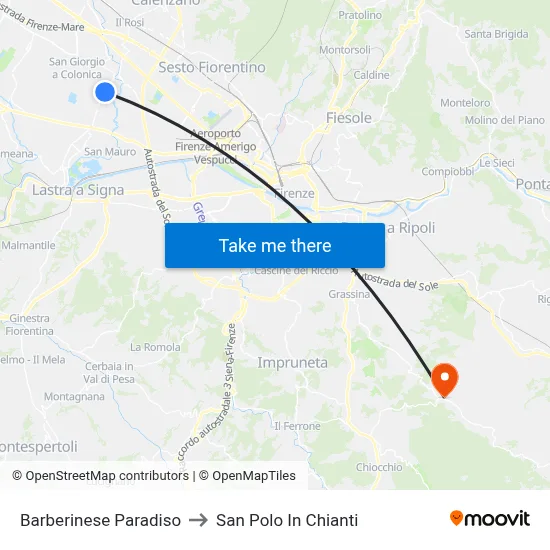 Barberinese Paradiso to San Polo In Chianti map