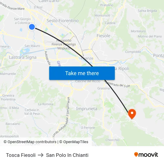 Tosca Fiesoli to San Polo In Chianti map