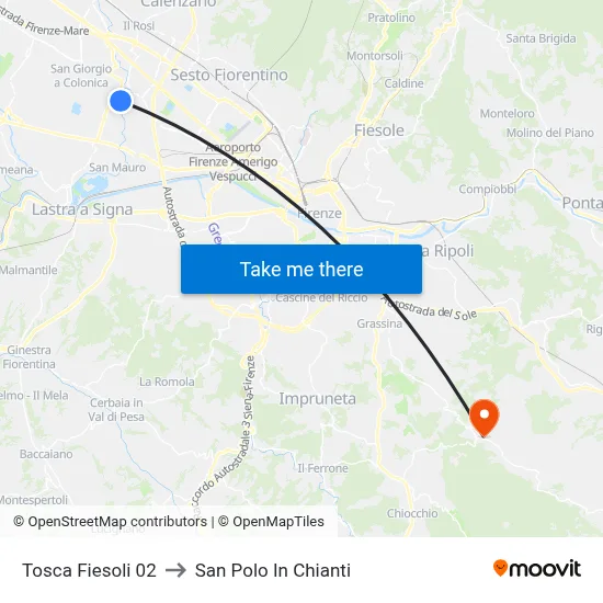 Tosca Fiesoli 02 to San Polo In Chianti map