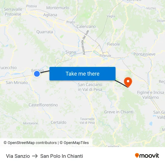 Sanzio Street to San Polo In Chianti map