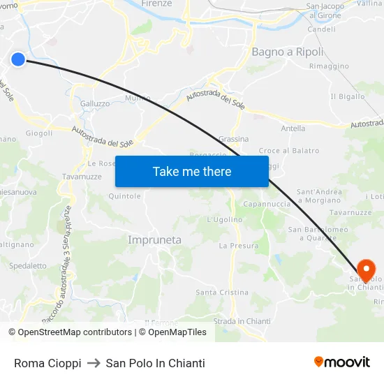 Roma Cioppi to San Polo In Chianti map