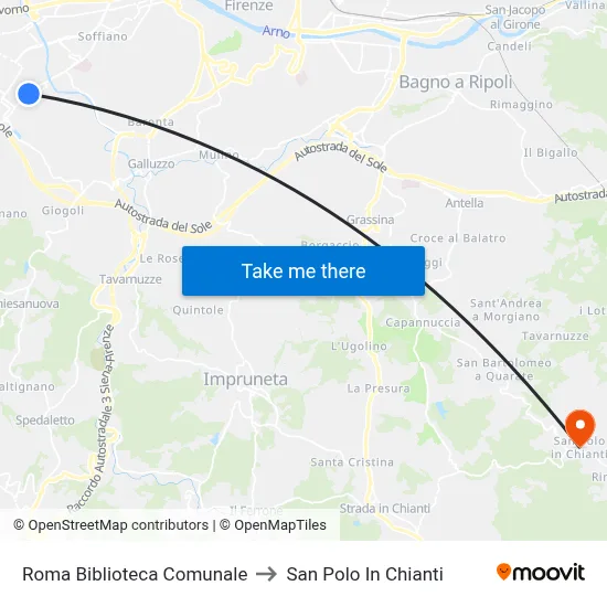 Rome Municipal Library to San Polo In Chianti map
