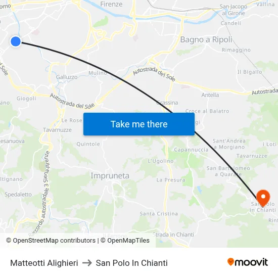 Matteotti Alighieri to San Polo In Chianti map