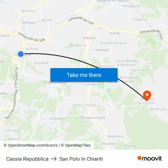 Cassia Repubblica to San Polo In Chianti map