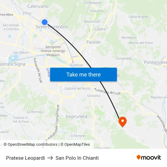 Pratese Leopardi to San Polo In Chianti map