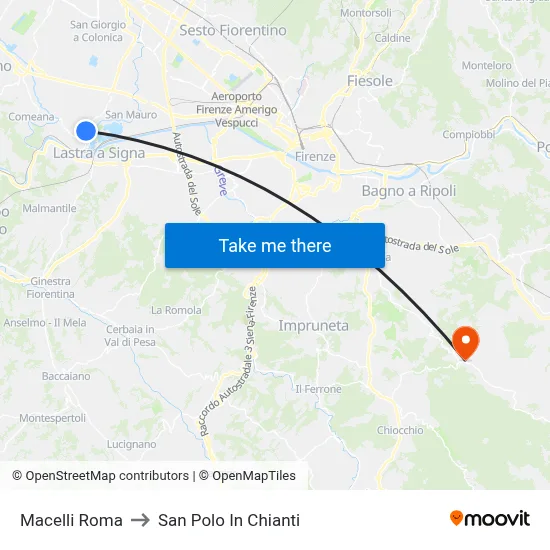 Macelli Roma to San Polo In Chianti map