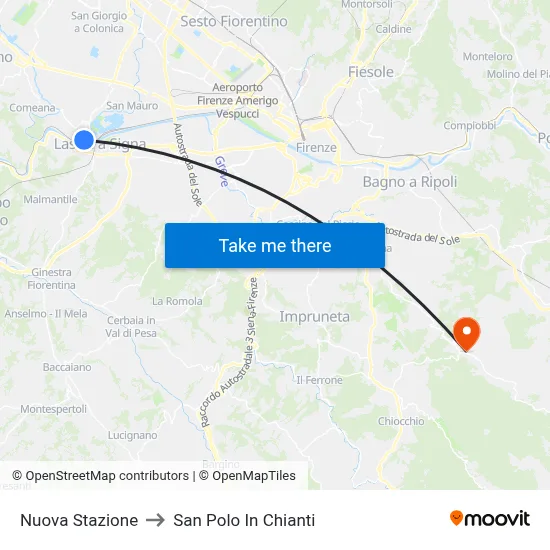 New Station to San Polo In Chianti map