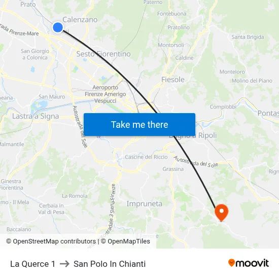 Prato La Querce to San Polo In Chianti map