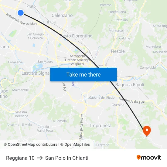 Reggiana 10 to San Polo In Chianti map