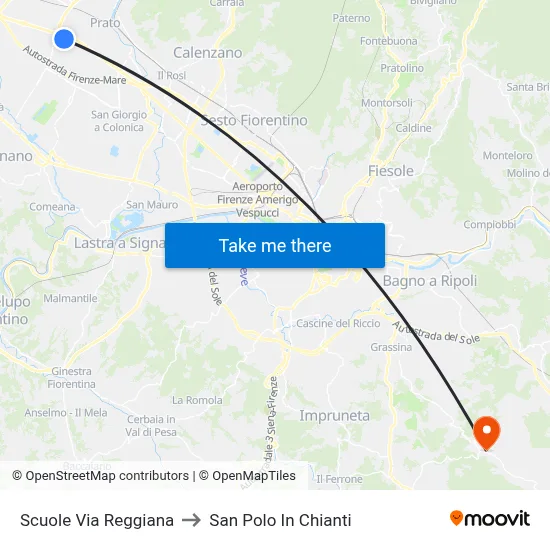 Reggiana Street Schools to San Polo In Chianti map