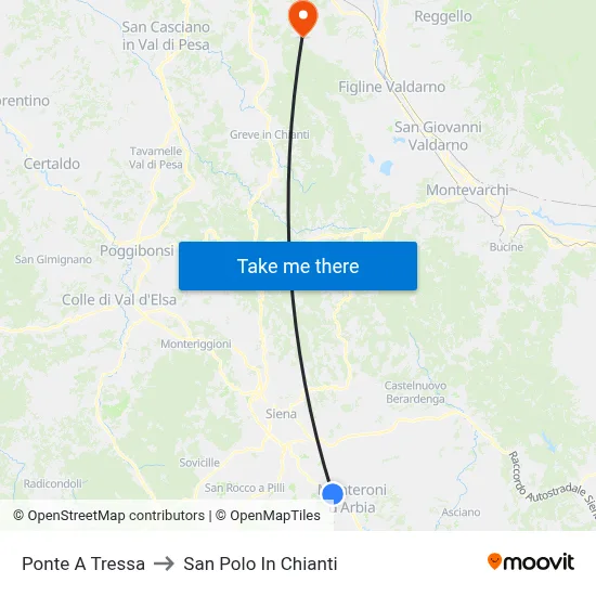 Ponte A Tressa to San Polo In Chianti map