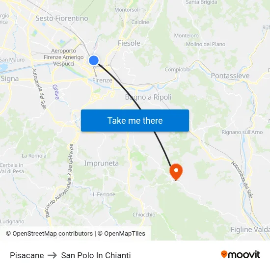 Pisacane to San Polo In Chianti map