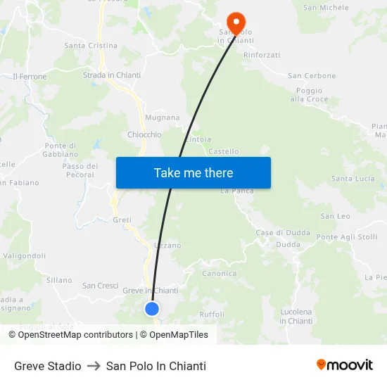 Greve Stadium to San Polo In Chianti map