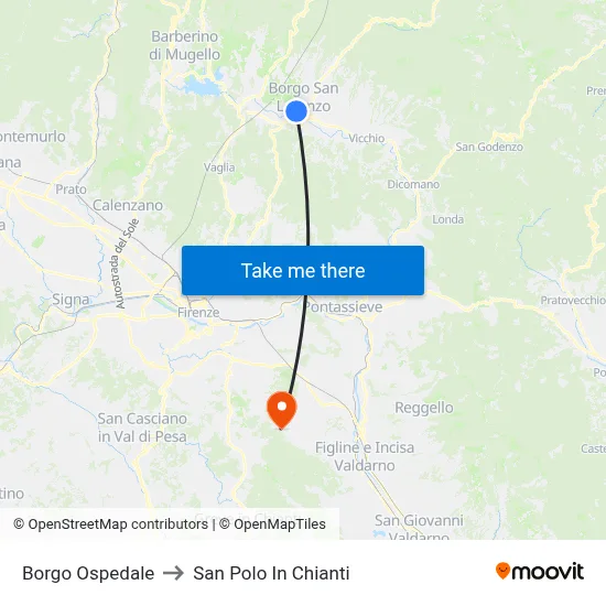 Hospital Borough to San Polo In Chianti map