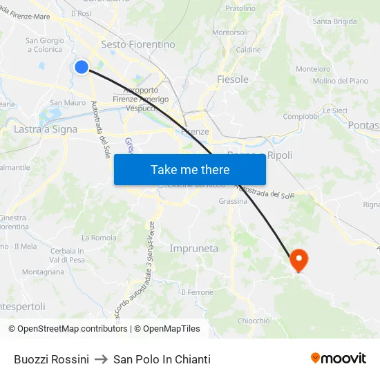 Buozzi Rossini to San Polo In Chianti map