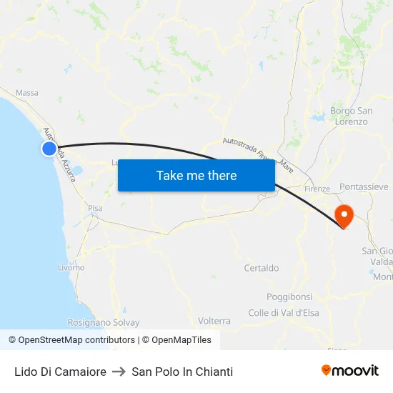 Lido Di Camaiore to San Polo In Chianti map