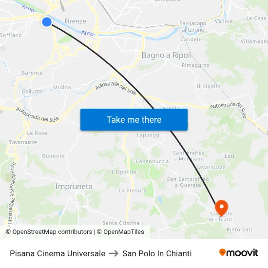 Pisan Universal Cinema to San Polo In Chianti map