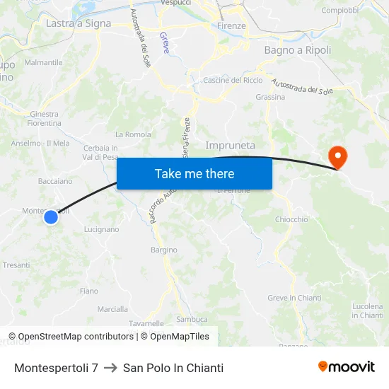Montespertoli 7 to San Polo In Chianti map