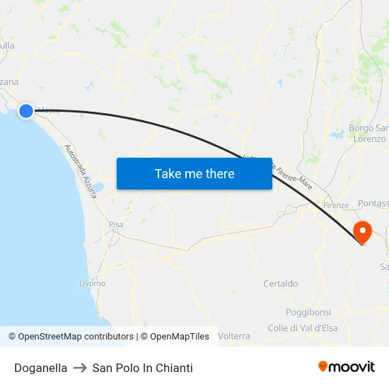 Doganella to San Polo In Chianti map