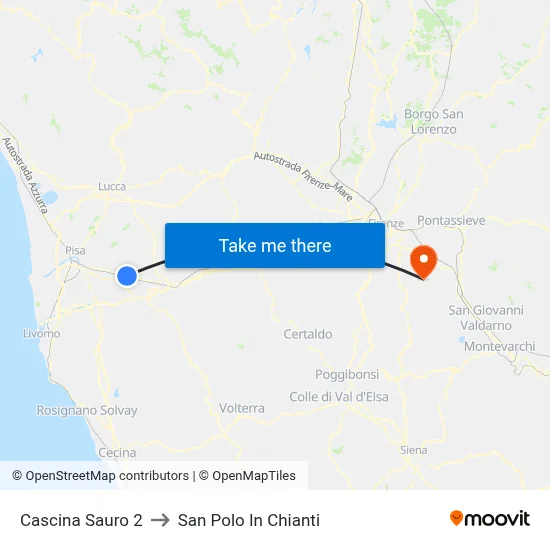 Cascina Sauro 2 to San Polo In Chianti map