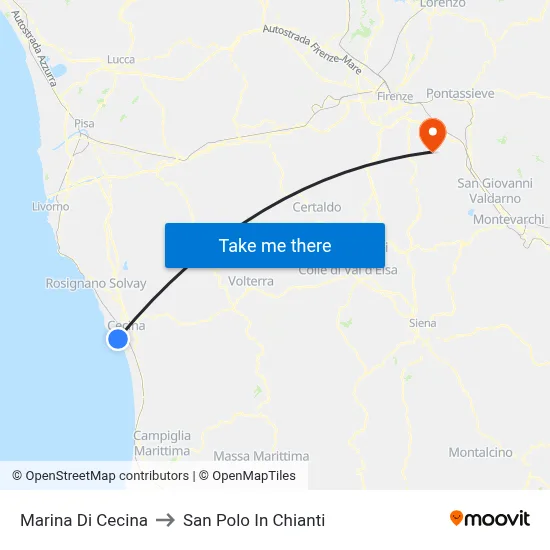 Marina Di Cecina to San Polo In Chianti map