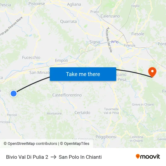 Bivio Val Di Pulia 2 to San Polo In Chianti map
