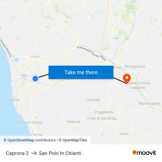 Caprona 2 to San Polo In Chianti map