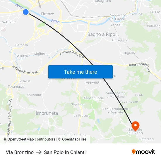 Bronzino Street to San Polo In Chianti map