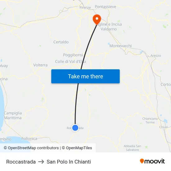 Roccastrada to San Polo In Chianti map