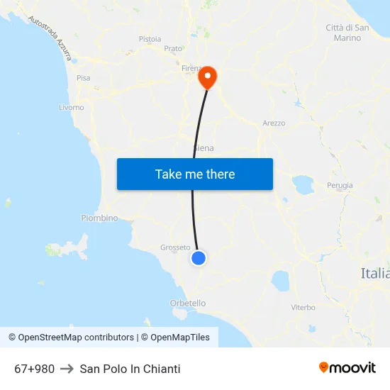 67+980 to San Polo In Chianti map