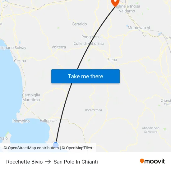 Rocchette Junction to San Polo In Chianti map