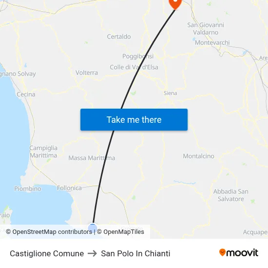 Castiglione Town Hall to San Polo In Chianti map