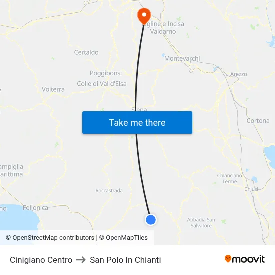 Cinigiano Center to San Polo In Chianti map
