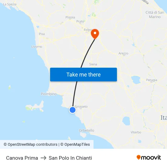 Canova Prima to San Polo In Chianti map