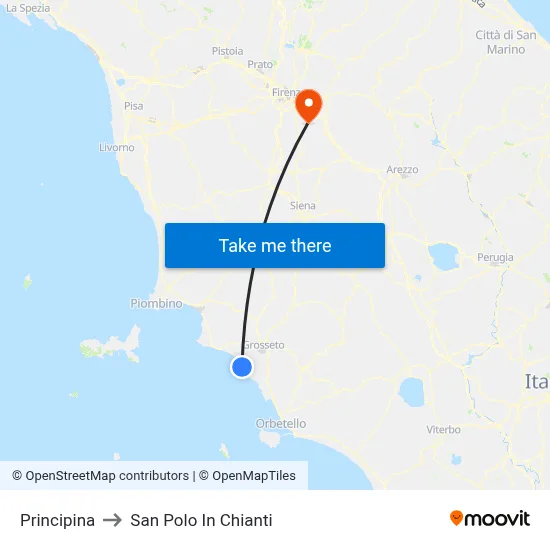 Principina to San Polo In Chianti map