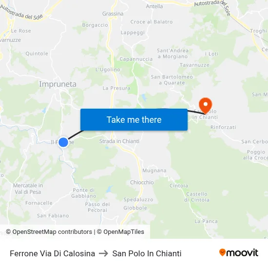 Ferrone Calosina Street to San Polo In Chianti map