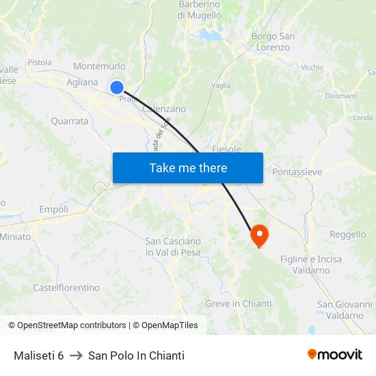 Maliseti 6 to San Polo In Chianti map