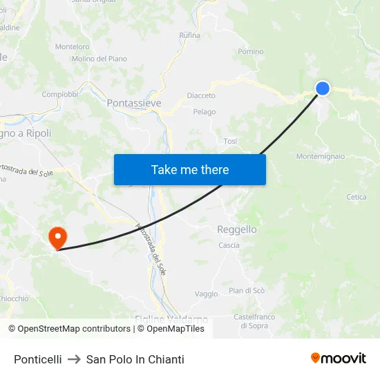 Ponticelli to San Polo In Chianti map