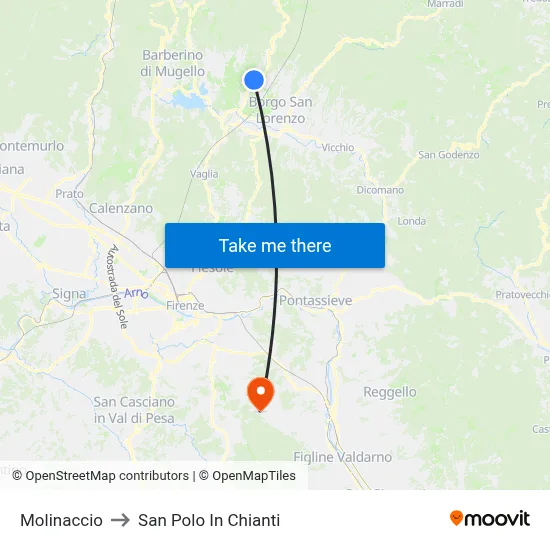 Molinaccio to San Polo In Chianti map