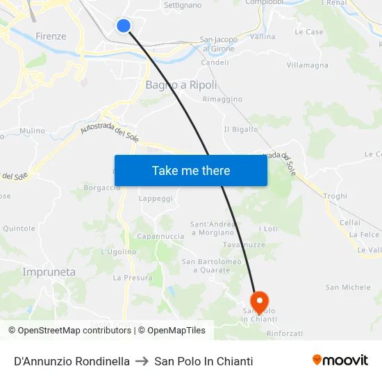 D'Annunzio Rondinella to San Polo In Chianti map