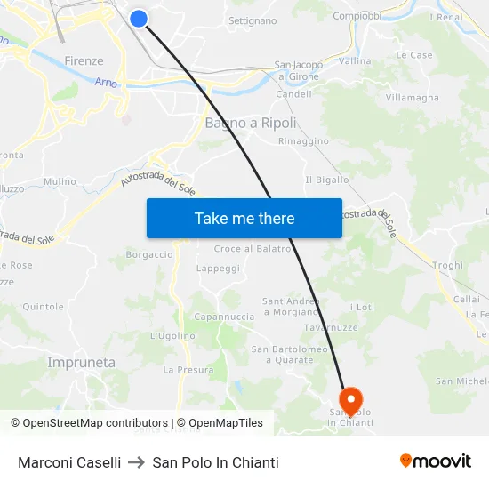 Marconi Caselli to San Polo In Chianti map
