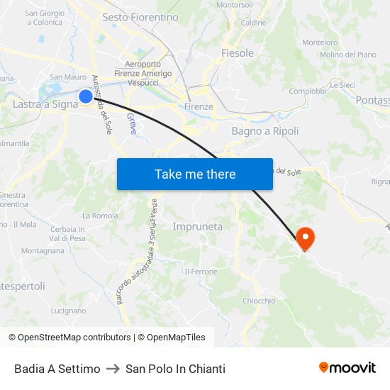 Badia A Settimo to San Polo In Chianti map