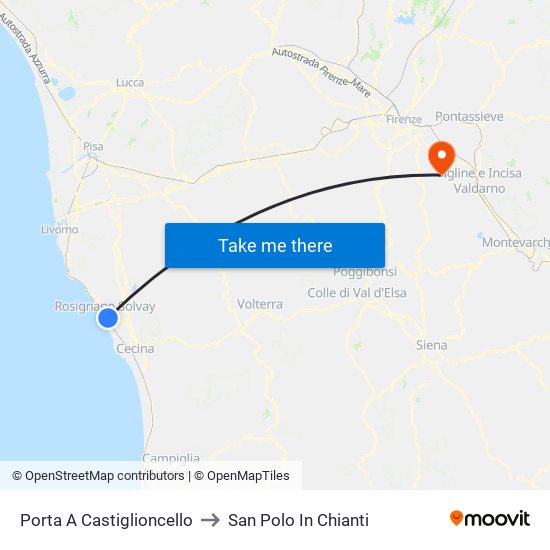 Porta A Castiglioncello to San Polo In Chianti map