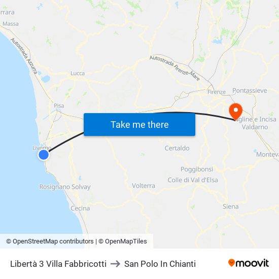 Libertà 3 Villa Fabbricotti to San Polo In Chianti map